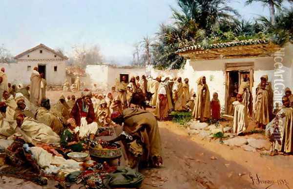 Arab Village Scene, 1883 2 Oil Painting - Gustavo Simoni