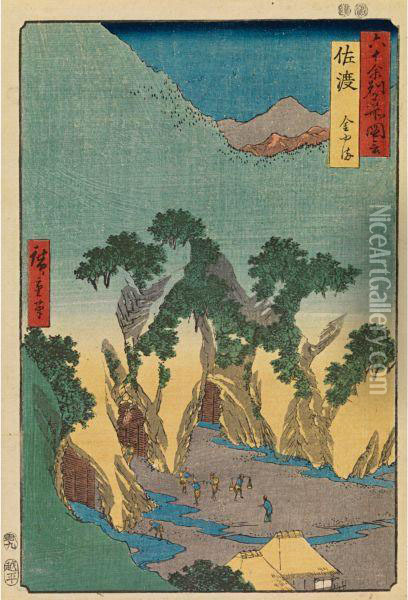 Seven Prints From The Series Rokujuyoshu Meisho Zue Oil Painting - Utagawa or Ando Hiroshige