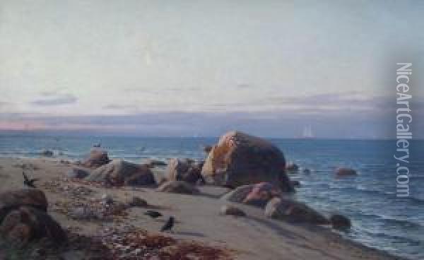 Ostseestrand Bei Arcona (cap Arcona Auf Der Insel Rugen) Oil Painting - Hans Schleich