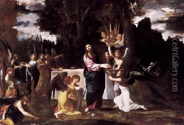 Christ Served by Angels in the Wilderness Oil Painting - Lodovico Carracci