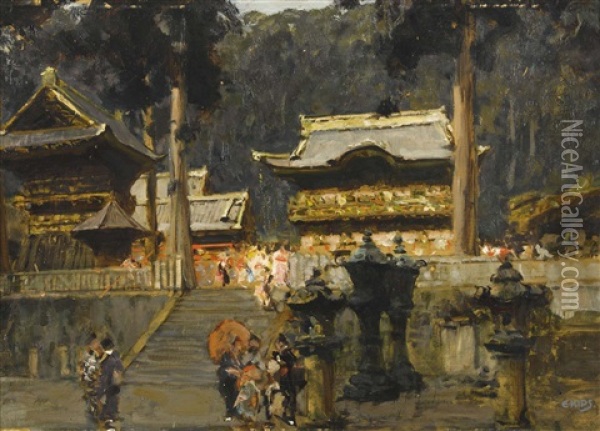 Die Tempel In Nikko Oil Painting - Erich Kips
