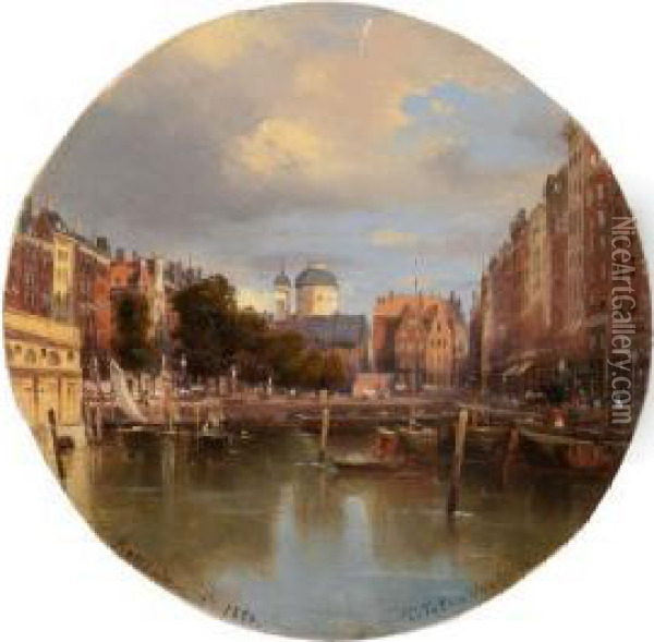 Veduta Di Rotterdham Oil Painting - Pierre-Henri-Theodore Tetar van Elven