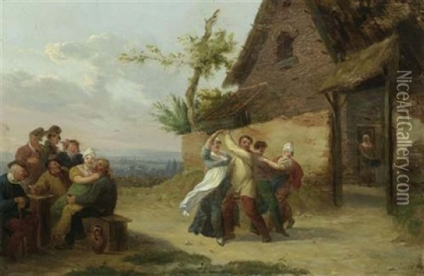 Tanzende Gesellschaft Oil Painting - Constantinus-Fidelio Coene