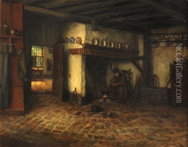 A Dutch Interior Oil Painting - Jacques (Jacob Cornelis) Snoeck