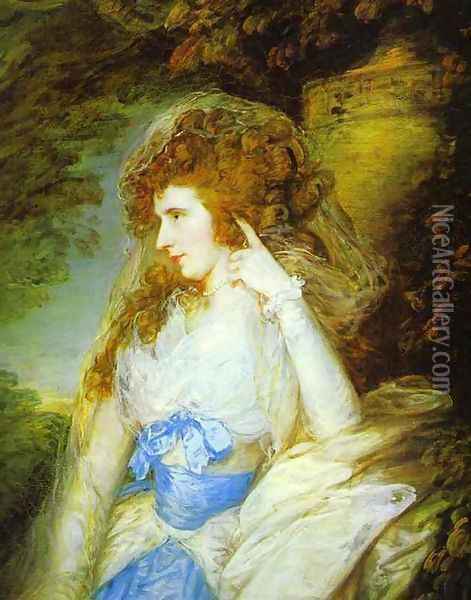 Lady Bate-Dudley (detail) Oil Painting - Thomas Gainsborough