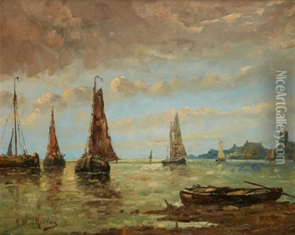 Baie Au Soleil Couchant Oil Painting - Hendrik Willem Mesdag