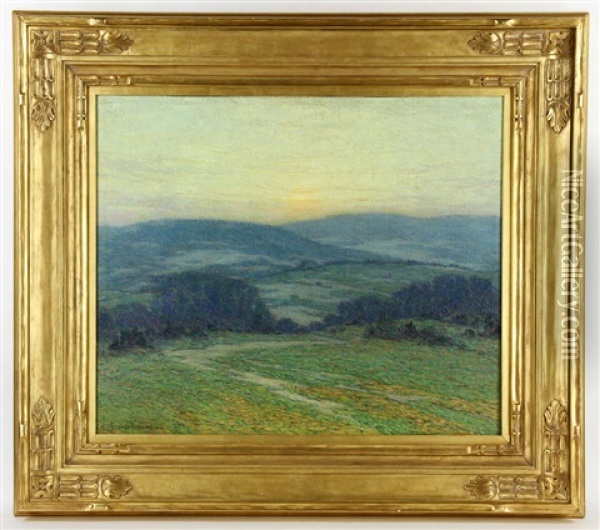 California Sunset Oil Painting - Granville S. Redmond
