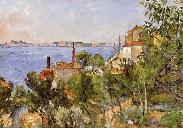 Landscape Study After Nature Aka The Seat At L Estaque Oil Painting - Paul Cezanne