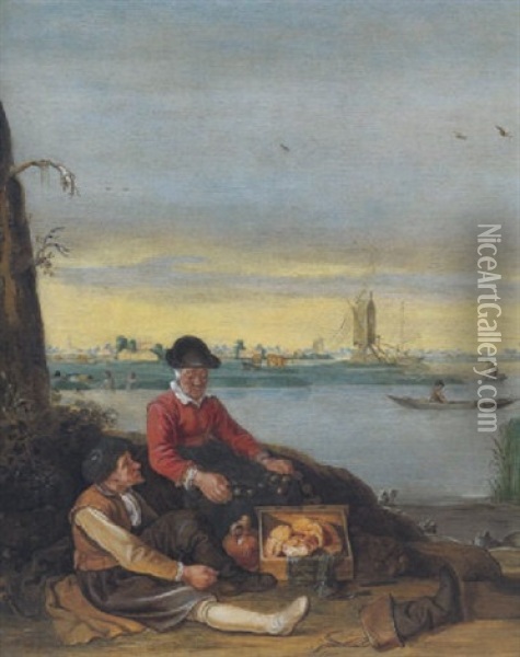 Fischer Am Ufer Eines Flusses Oil Painting - Arent (Cabel) Arentsz