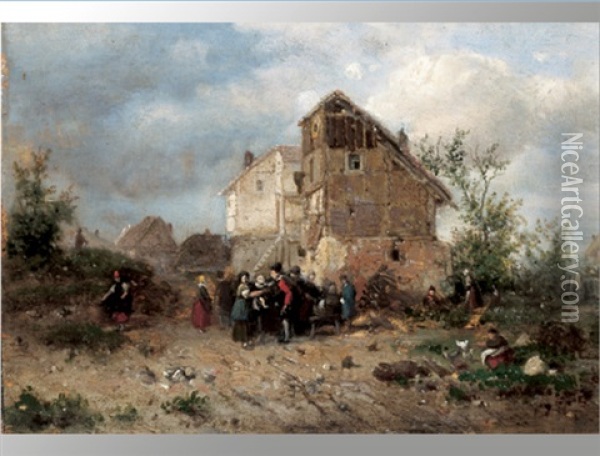 Landschaft Mit Figurenstaffage Oil Painting - Eduard Gustav Seydel
