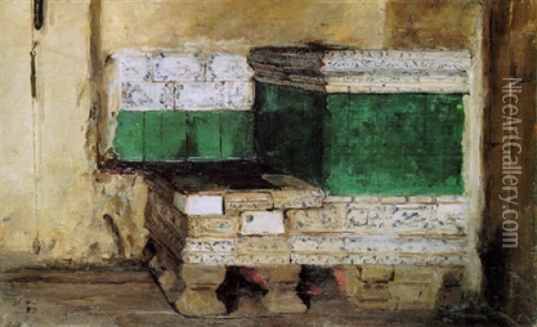 Der Alte Kuffer Und Schlafender Knabe (preliminary Study) Oil Painting - Albert Anker