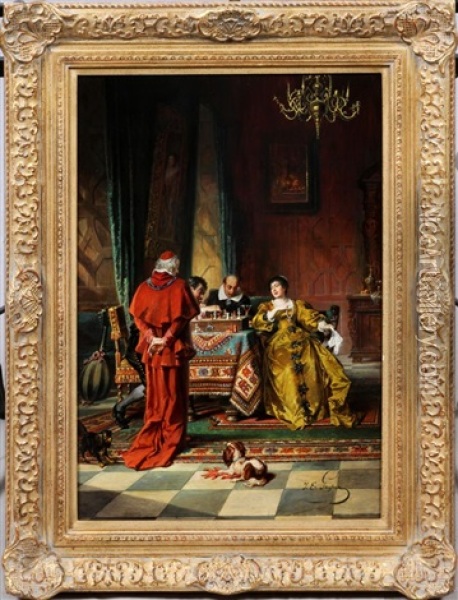 The Chess Game Oil Painting - Jakob Emanuel Gaisser