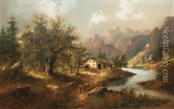 Alpine Landscape Oil Painting - Edouard Boehm