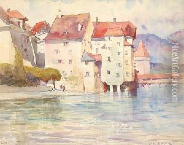 View Of Lucerne Oil Painting - Sir Ernest George