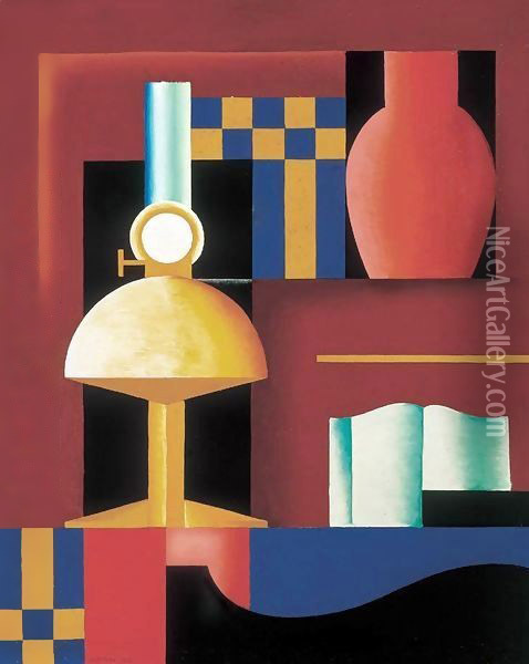 Composition with Paraffine Lamp, Vase and Book Oil Painting - Piere-Paul Prudhon