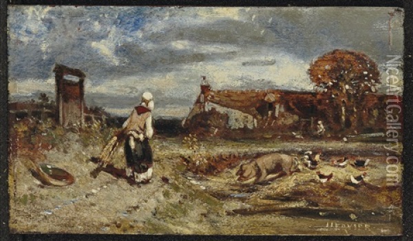 La Paysanne Oil Painting - Louis Adolphe Hervier