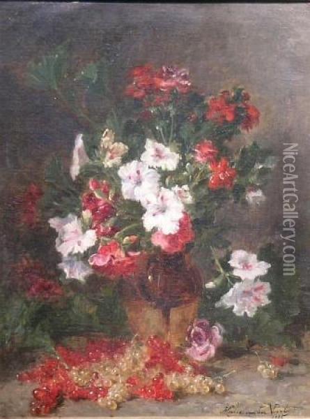 Floral Still Life Oil Painting - Herman J. Van Der Voort In De Betouw