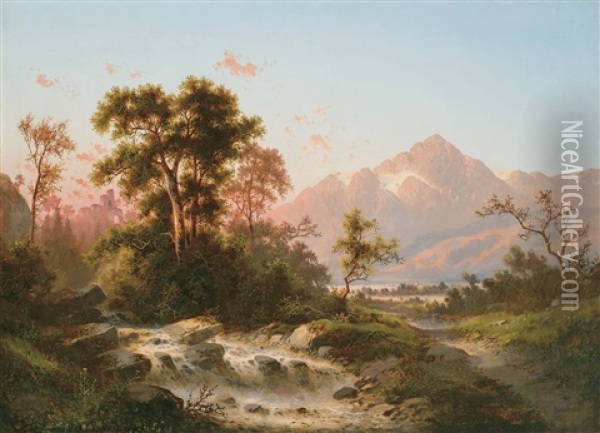Mountainous Landscape Oil Painting - Jozsef Molnar