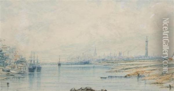 An Extensive View Of Great Yarmouth From The Water Oil Painting - Will. Philip Barnes Freeman