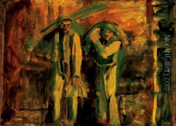 Csavargok Oil Painting - Laszlo Mednyanszky