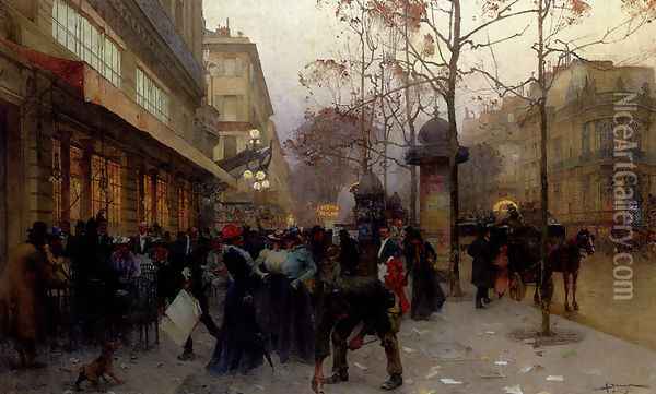 A Busting Street Scene Oil Painting - Henri-Gaston Darien