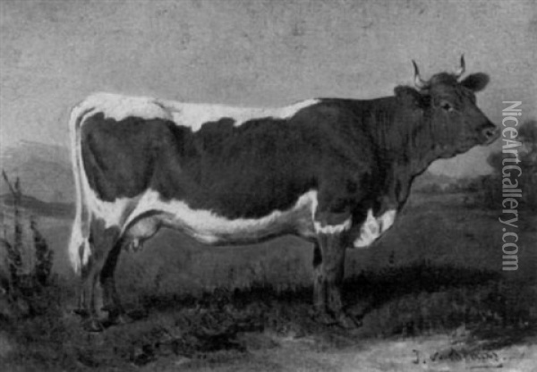 Stehende Kuh Oil Painting - Julius von Blaas