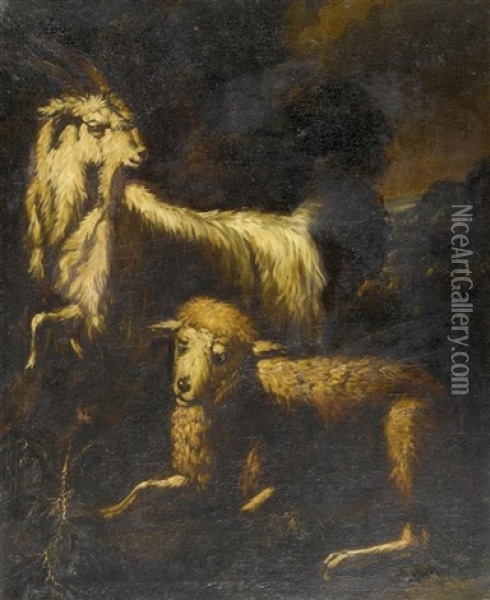 Schafe In Einer Landschaft (pair) Oil Painting - Jacob (Rosa di Napoli) Roos