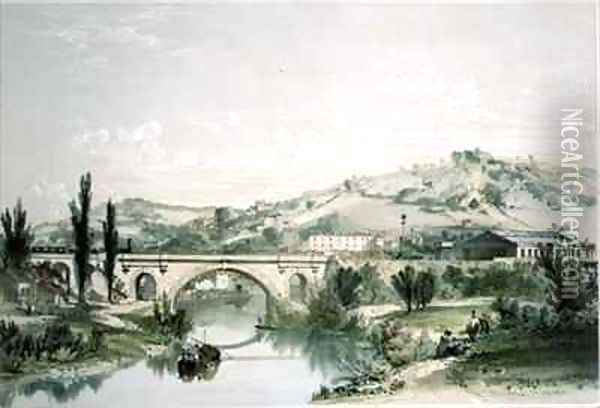St. James' Bridge and Station, Bath Oil Painting - John Cooke Bourne