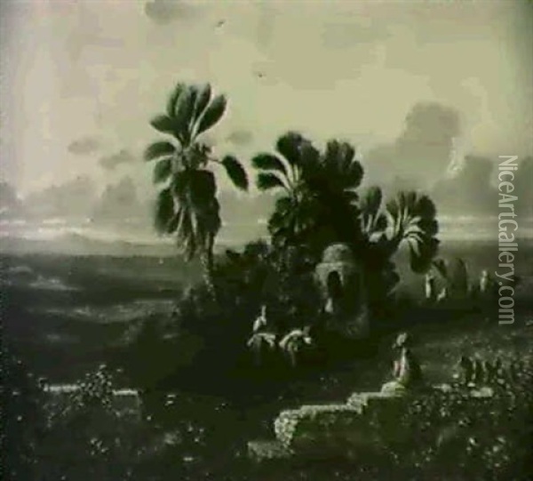 Kustenlandschaft In Algerien. Oil Painting - Charles Theodore (Frere Bey) Frere