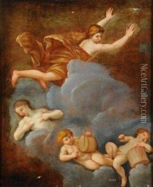 Figura Allegorica Con Putti Musicanti Oil Painting - Francesco Albani