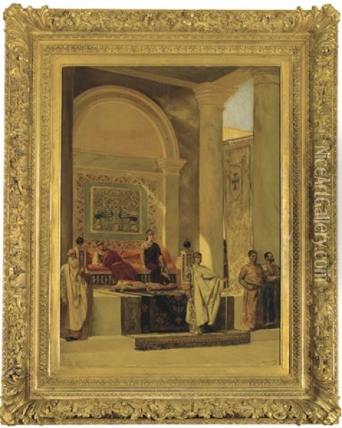 La Salle Du Trone De L'empereur Et Imperatrice Byzantins Oil Painting - Jean Joseph Benjamin Constant
