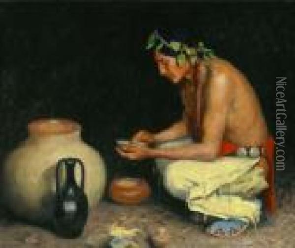 The Pottery Decorator Oil Painting - Eanger Irving Couse