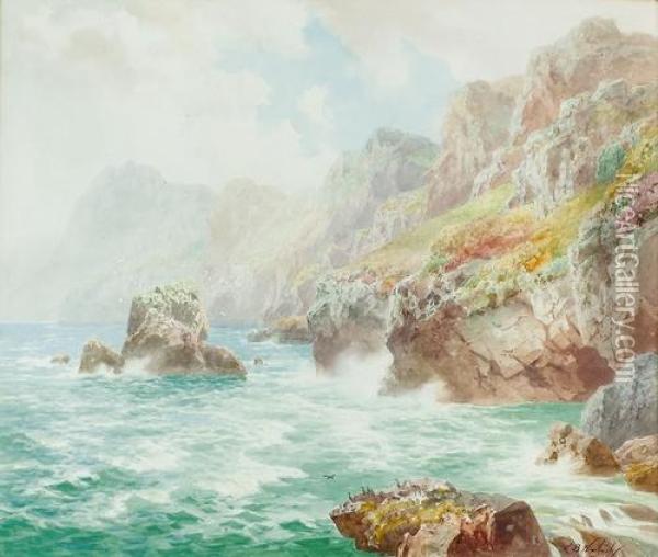 Sommerliche Kustenpartie. Oil Painting - Henry B. Wimbush