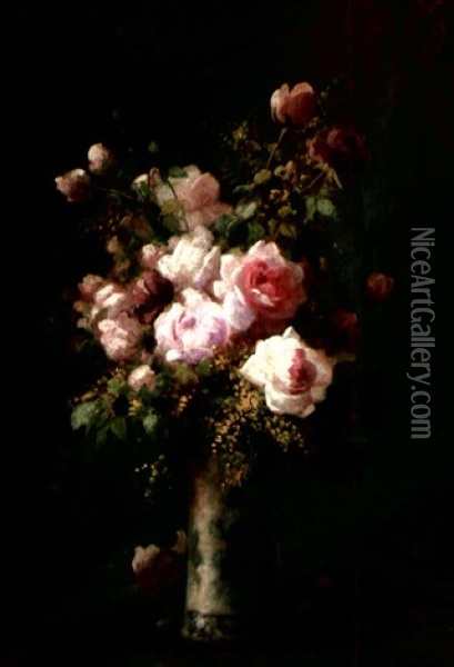 Bouquet De Roses Oil Painting - Marthe Elizabeth Barbaud-Kock