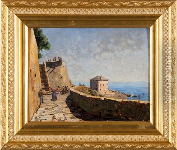 Case Sul Mare Oil Painting - Andrea Figari