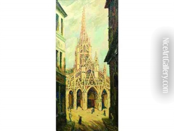Eglise Saint-maclou Facade Ouest, Rouen Oil Painting - Pierre Dumont