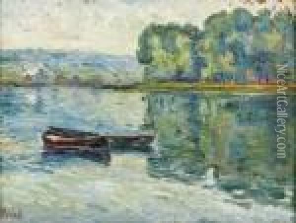 Barques Sur La Seine Oil Painting - Jean Peske
