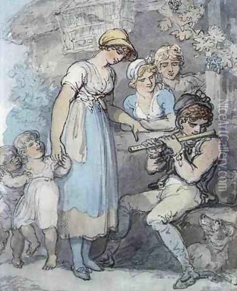 The Flute Player Oil Painting - Thomas Rowlandson