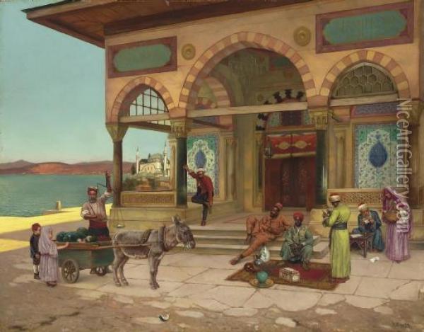Outside The Selim Turbe, Constantinople Oil Painting - Rudolph Ernst