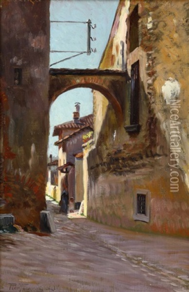 Vicolo A Padenghe Oil Painting - Piero Focardi