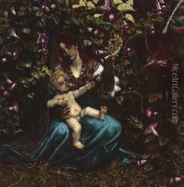 Madonna Mit Christusknaben In Waldeskicht Oil Painting - Franz Stassen
