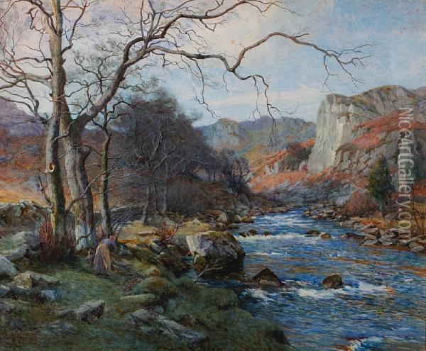 The Lledr River Oil Painting - Thomas Ellison
