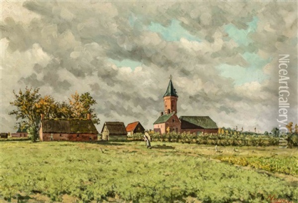 The Village Oil Painting - Franz Courtens