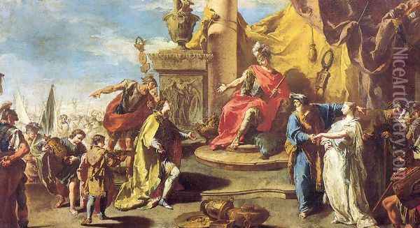 The Continence of Scipio Oil Painting - Giovanni Battista Pittoni the younger