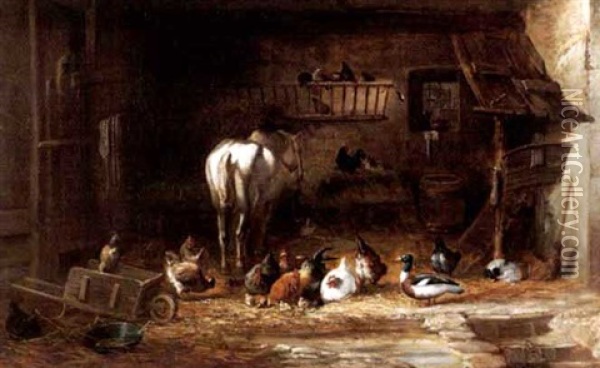 Tiere Im Stall Oil Painting - Charles Emile Jacque