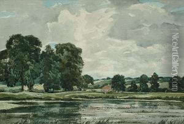 Cattle By A Lake Oil Painting - George Ii Graham