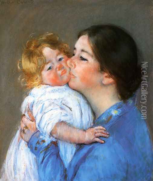 A Kiss For Baby Anne Oil Painting - Mary Cassatt