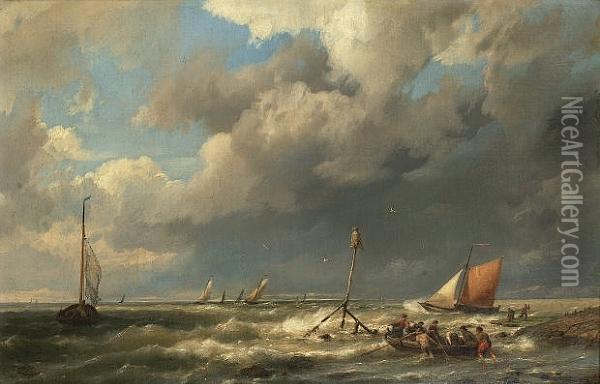 On The Scheldt Oil Painting - Hermanus Koekkoek