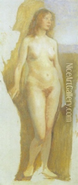 Staende Nogen Kvinde Oil Painting - Julius Paulsen