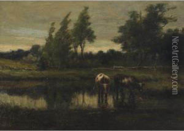 A Marsh Meadow Oil Painting - George Horne Russell